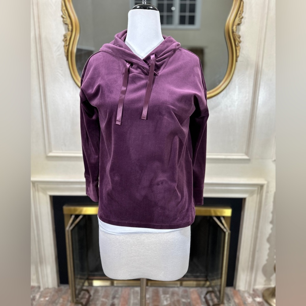 Pure Jill Velour Hoodie Pullover XS Petite Purple Soft Cozy Plush Lounge‎